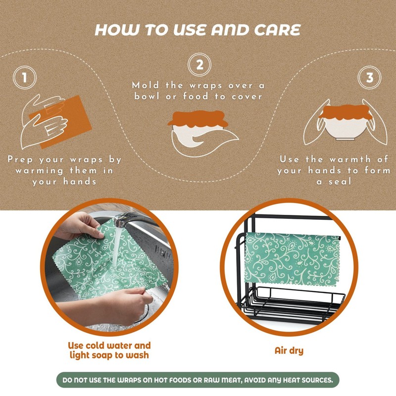 Akeeko Reusable Beeswax Food Wraps - Assorted 9 Packs, Reusable,