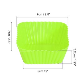 QUARKZMAN 36 Stück Silikon Cupcake Backförmchen, Silikon Muffinförmchen Antihaft Quadratische Backförmchen, zum Kochen von Eiern, Backen von Muffins und Herstellen von Kuchen (Grün)