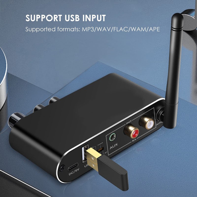 Convertidor de Audio Digital a Analógico Bluetooth Convertidor óptico a