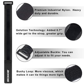 Boncas Adjustable Bike Rack Strap 24" Bicycle Wheel Stabilizer Straps with Innovative Gel Grip Keep The Bicycle Wheel from Spinning - Black 4 Pack