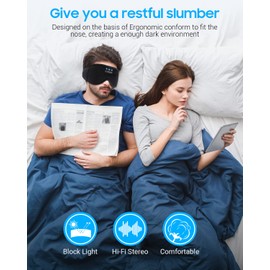 Sleep Mask with Bluetooth Earphones, Sleep Headphones Bluetooth Blackout Wireless Eye Mask & Blindfold for Night's Sleep, Travel, Nap, Office Cool Tech Gadgets for Women's Day Gift Headphones Bluetooth Wireless