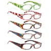 5 Pack Spring Hinge Reading Glasses Rectangular Fashion Quality Readers