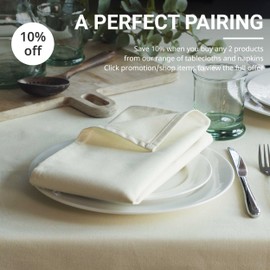 Organic Cotton Tablecloth for Dining Party/Kitchen; Easy-Care Washable Protective Heavyweight Fabric; Eco-Friendly Durable Material Table Cloth for Your Home Decoration (Cream, 142 x 245cm)