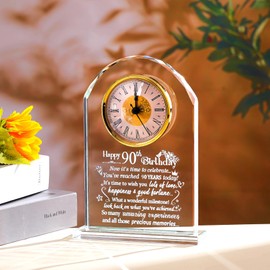 Ornalrist Happy 90th Birthday Quartz Clock Gifts for Parents, Grandpa, Gifts for Couple Women Men, 90th Birthday Presents for Grandma, 90 Year Old Birthday Keepsake Home Decor
