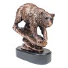 Wildlife Large Grizzly Bear Going Down Hill Bronze Electroplated Resin