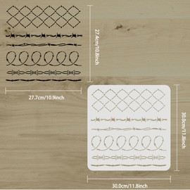 FINGERINSPIRE Barbed Wire DIY Stencil - 11.8x11.8inch 6 Style Iron Gauze Drawing Template for Wall Painting, Reusable Mylar Craft, Window, Chalk Signs