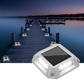 VOLISUN Solar Driveway Lights Dock Deck Lights 8-Pack,2 Colors in 1,Solar Powered 1200mAh Battery,Waterproof Outdoor Warning Step Light for Driveway Sidewalk(2 Colors Lighting,White/Blue)