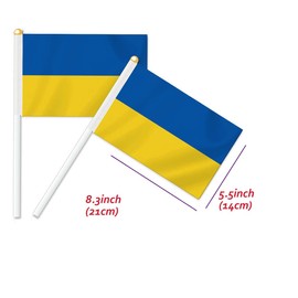 10 PCS Ukraine Handheld Small Flag, Ukrainians Hand held Mini Decor Decoration Banner