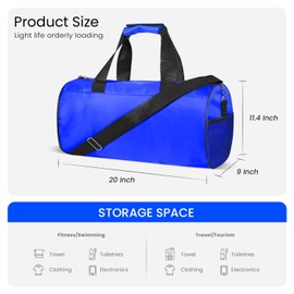 C&F BOGMOST Small Gym Bag for Travel & Duffel - 20 Inch Lightweight Carry On Bag for Men & Women, Mini Duffel Bag,Perfect for Sports, Weekend Trips, and Overnight Stays, Blue