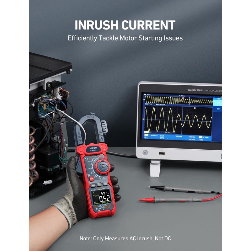 AstroAI Inrush Digital Clamp Meter Multimeter 1000A TRMS 6000 Counts,