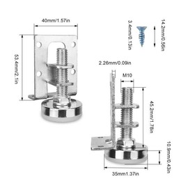 KINHARD Set of 4 Furniture Feet, Height Adjustable, Steel Adjustable Levelling Feet, Square Profile: 40 x 50 mm, Adjustable Height 11-27 mm, for Bedside, Wardrobe, Shoe Cabinet
