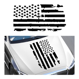 Wevdn American Flag Sticker, 11.8" 23.6", Black, PVC, Modern, Waterproof, Bumper Sticker