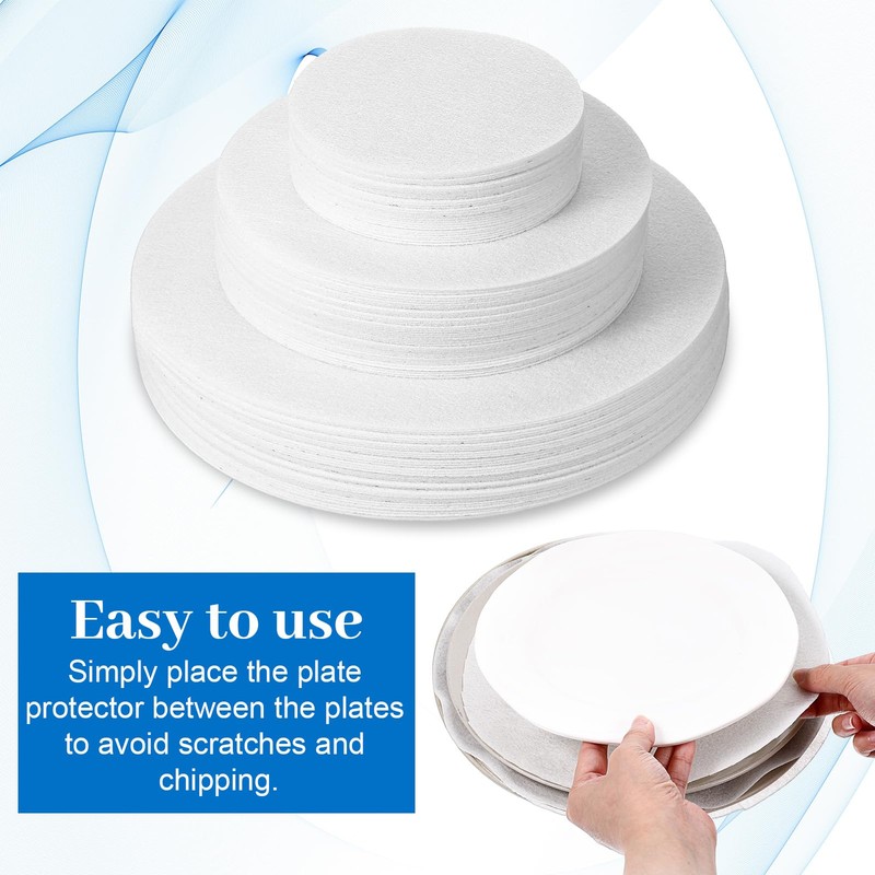 Meyeyaia 120pcs Thick Felt Plate Dividers,3 Sizes Round China Dish