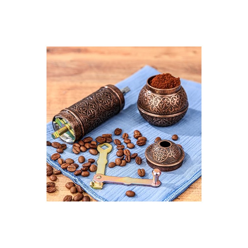 Glios Decorative Handmade Coffee Grinder, Refillable Turkish Spice Mill, Manual