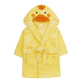 Metzuyan Baby Girls & Boys Animal Themed Plush Fleece Unisex Dressing Gown Robe Duck 6-12