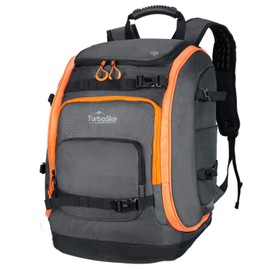 TurboSke Ski Boot Bag Backpack - 65L Waterproof Skiing Snowboarding Travel Luggage Backpack - Stores Boots Skis Snowboard Helmet Goggles Jackets Gloves & Other Accessories for Men & Women (Orange)