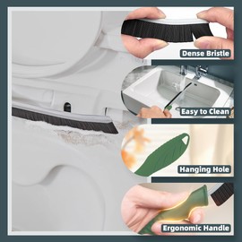 TQRR Toilet Brush, 2 Pcs Bathroom Cleaning Brush, Toilet Scrubber, Deep Toilet Bowl Brush with Hanging Hole, Multifunctional Gap Cleaning Brush, Bristles for Kitchen Sinks, Tub,Shower (2, Green)