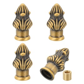 PATIKIL 33 x 16mm Lamp Finials Caps Knob, 4 Set Solid Lamp Shade Top Decoration Screw Cap Nuts with Brass Reducing Adapter for Table Lamps Floor Lamps, Gold Bronze