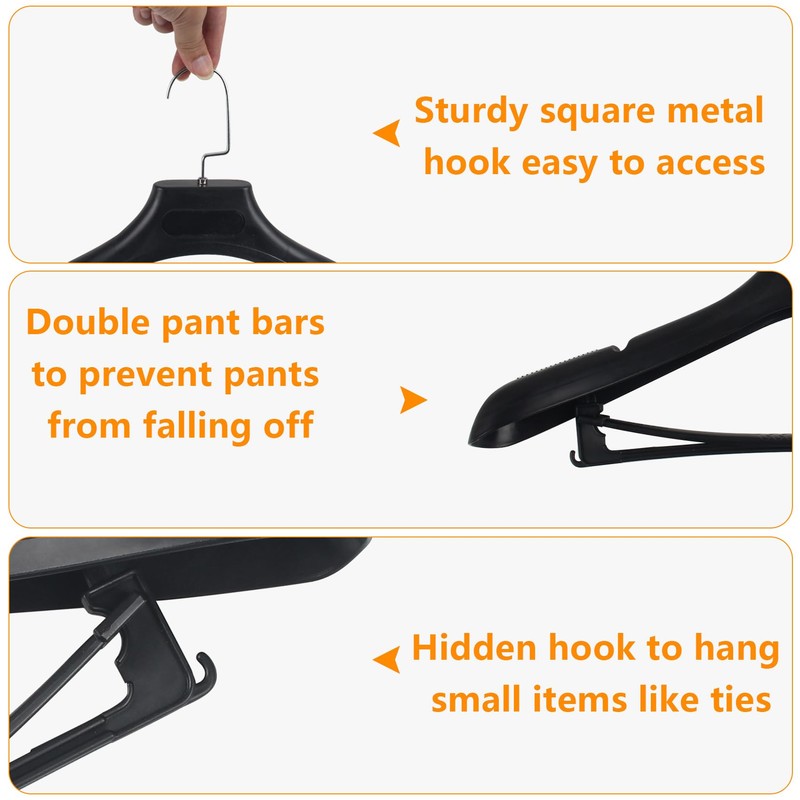 Plastic Extra Wide Suit Hangers, Pack of 15, Width: 17.7",Notched