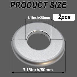 CAcoverVA 2 Pieces ABS Wall Split Flange Round Self-Adhesive Escutcheon Plate Cover Plumbing Pipe Cover for Water Pipe Faucet Decoration 1.1"/28mm, Silver