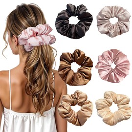 6 Stück Scrunchies Groß Seiden Haargummi Damen Silk Scrunchies Seide, Seiden Scrunchie Satin für Damen, Scrunchies Haargummi für Damen Frauen Mädchen 6 Farben