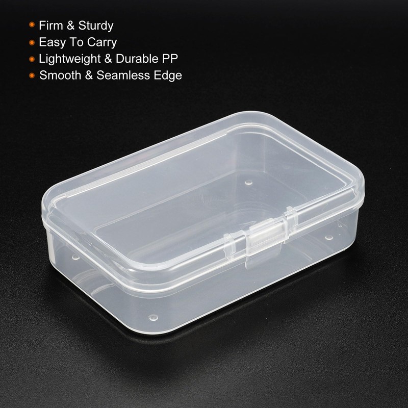 PATIKIL Clear Storage Container with Hinged Lid 65x45x20mm, 12 Pack