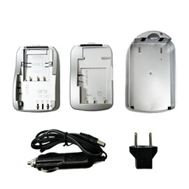 Universal All-in-One Travel Camera Battery Charger with 2 Interchangeable Battery Pods for Olympus LI10B, LI30B, LI40B, EL10, CNP80, LI63, OBLM1, BLS1, LI50B, LI-60B, LI70B