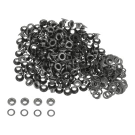 HARFINGTON 300set Grommets Kit Metal Eyelets 3mm 1/8" Hole Tiny Grommet with Washers for Shoes Clothes Belt Tag Bag Fabric Leather DIY Project, Dark Grey