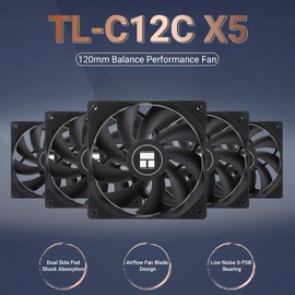 Thermalright TL-C12C X5 CPU Fan,Black Cooling, Fan in The unlit Version，Establish Ties or Contact PC Fan with 1550RPM Speed, 120mm Computer Case Cooler,PWM Control for Case and Liquid Cooler