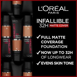 L'Oreal Paris Cover Liquid Foundation with 4% Niacinamide Long Lasting Natural Finish Available in 20 Shades SPF 25 Infallible 32H Matte Cover Shade 310 30ml