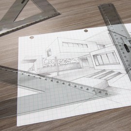 BAZIC Math Geometry Set 4 Pieces, Protractor, 12" Ruler, 2 Triangle Rulers, Plastic Clear Measuring Sets for Students School Supplies, 24-Packs