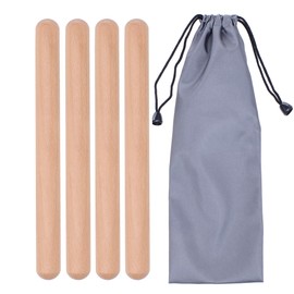2 Pairs Classical Wood Claves Musical Percussion Instrument, 8 Inch Rhythm Natural Hardwood Sticks with a Carry Bag