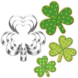 UKoosien St. Patrick's Day Clover Leaf Cookie Cutters Set of 3 Cookie Cutters Linzer Spring Funny Cookie Cutters for Children