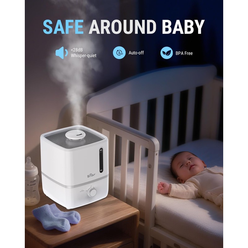 Bear Humidifiers for Bedroom, 2.5L Cool Mist Humidifiers and Oil