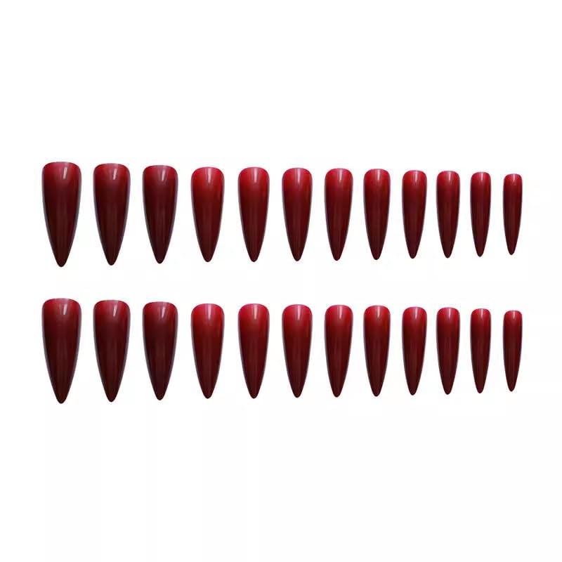 24Pcs Press on Nails, Wsimily Solid Color Stiletto Long Acrylic