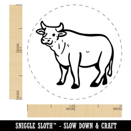 Friendly Cow Ox Cattle Farm Animal Rubber Stamp for Stamping Crafting Planners - 1 Inch Medium