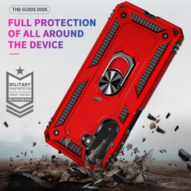 for Samsung Galaxy A17/A26 5G Case: with Screen Protector - Military Grade Protective Cases with Finger Ring Holder Kickstand for Samsung A17 5G/Samsung A26(Red)