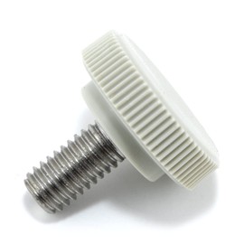 #10-32 x 3/8" Thumb Screw Stainless Steel - Gray Knurled Round Plastic Knob - Fine Thread Thumbscrew - Length: 0.375" - Proudly Built in USA - Package of (10)