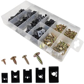U Nut Screws Kit Metal 170 Pieces Bodywork Fixing Tool Speed Fastener Spring Steel U Shape Motorcycle Clip Bodywork Fairing Bumper Easy to Stick with Storage Box