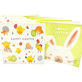 8 Happy Easter Cards with Envelopes - Kids Easter Bunny & Chick