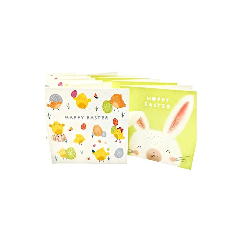 8 Happy Easter Cards with Envelopes - Kids Easter Bunny