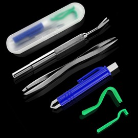 Nepfaivy Tick Remover Tool for Dogs - 5 Pcs Painlessly Tick Remover for Humans and Cats Pets, 2 Stainless Steel Tick Remover, 2 Tick Hooks and 1 Tick Tweezers