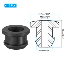 PATIKIL 13 mm / 1/2 Inch Drill Hole, 3/8 Inch ID Rubber Rings, Pack of 12 Top Hat Grommet for Wiring Eyelet Ring Seal Automotive Firewall Cable Hole Plugs Wire Protection, Black