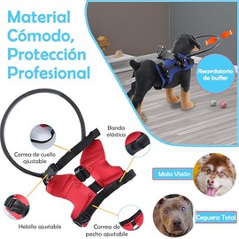 Dispositivo de Guía de Arnés para Perros Ciegos Ajustable, Pechera para Perros Ciegos con Anillo anticolisión, para Dispositivos Guía Protectores para Perros con Discapacidad Visual (Rojo, M)