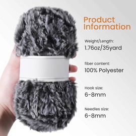 Timgle 12 Skeins Faux Fur Yarn Soft Chunky Fluffy Yarn Fuzzy Fur Yarn for Crocheting Knitting Projects, Total Length 12 x 32m (12 x 35yds, 50g x 12), 6 Colors