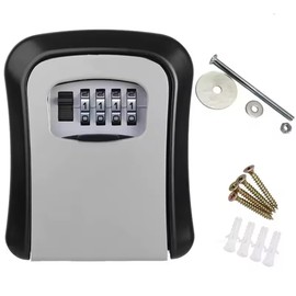 Key Safe Wall Mounted, Key Lock Box Outdoor, LockBox with 4 Digit Combination, Waterproof and Security Lockbox, Key safe Outside for Home Garage School Elderly Parents Key Cabinet