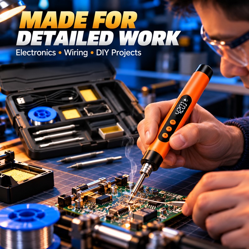 Cordless Soldering Iron Kit for Electronics Repair – Adjustable 300–450°C