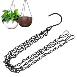 3 Pack Hanging Chain with Hooks, Flower Pot Chains for Hanging Plants, Metal Hanging Basket Replacement Chain with 3 Point for Bird Feeders Planters (Black)