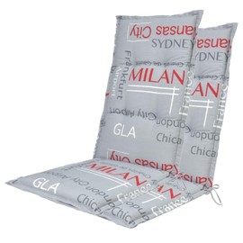 LILENO HOME Garden Chair Cushions in City [Set of 2 - High-Back] - Comfortable Loungers as Seat Cushions for Garden Furniture - Chair Cushions for Garden Chairs and Folding Chairs