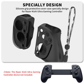 Silicone Grip Case Cover for Razer Kishi Ultra Gaming Controller,Controller Grip Protective Cover Compatible with Razer Kishi Ultra Gaming Controller,Handle Protective Case Cover with Lanyard (Black)